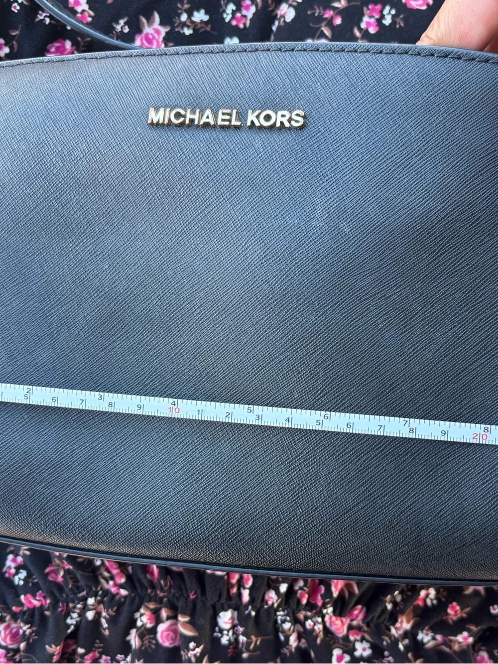 Michael Kors Black Saffiano Leather Shoulder Tote with Gold Hardware